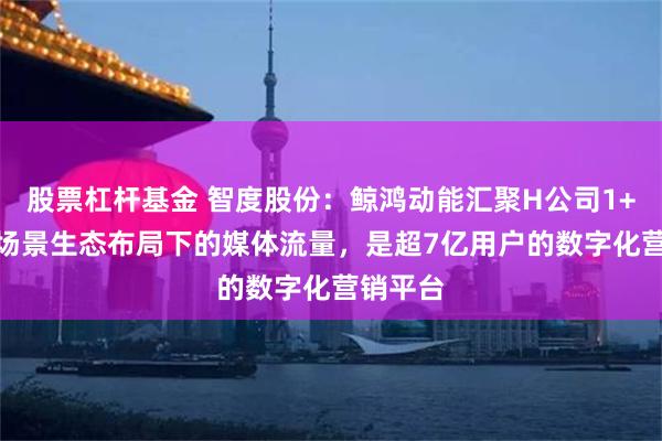 股票杠杆基金 智度股份：鲸鸿动能汇聚H公司1+8+N全场景生态布局下的媒体流量，是超7亿用户的数字化营销平台