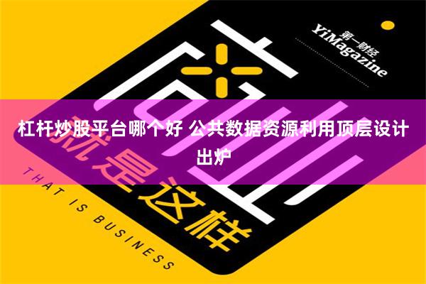 杠杆炒股平台哪个好 公共数据资源利用顶层设计出炉