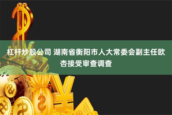 杠杆炒股公司 湖南省衡阳市人大常委会副主任欧杏接受审查调查